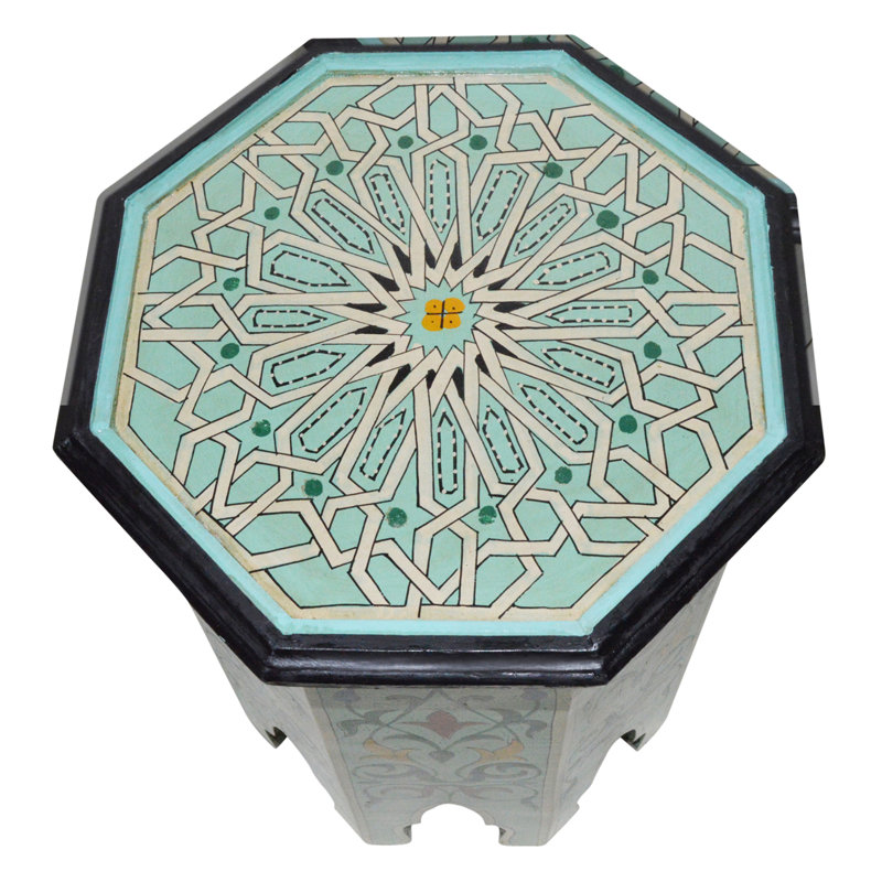 Handmade Moroccan Wood Table Light Blue