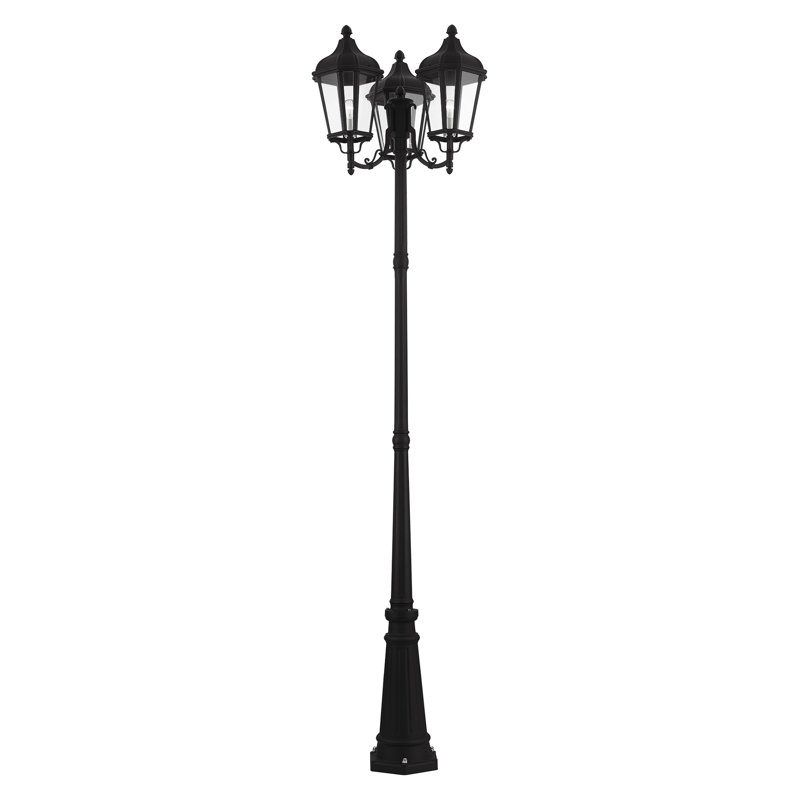 Lampadaire câblé à 3 lumières H 100 "Anguel (double) Anguel, Noir texturé