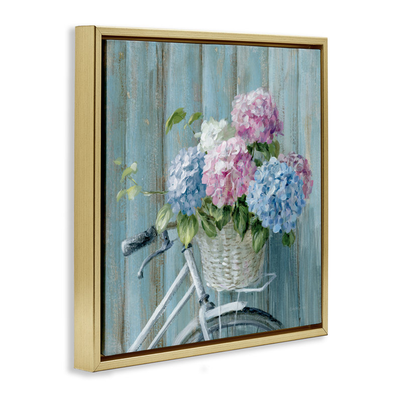 Cadre flottant Cape Cod, fleurs par Danhui Nai, H 18 po x l 18 po, Cadre flottant métallique doré