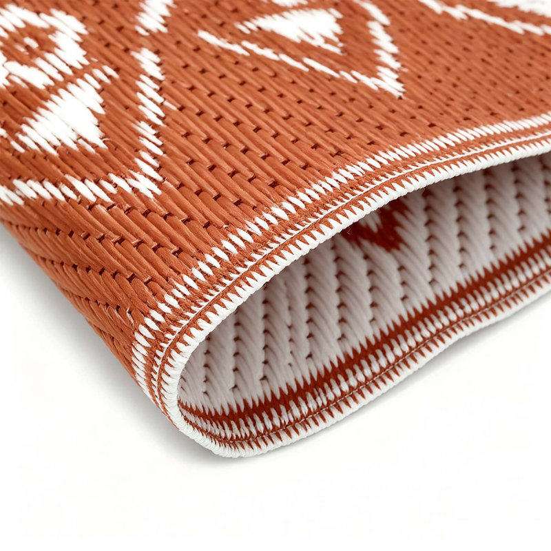 Tapis de paille en plastique rétro pour l'extérieur, Orange, Rectangulaire 8 pi x 10 pi