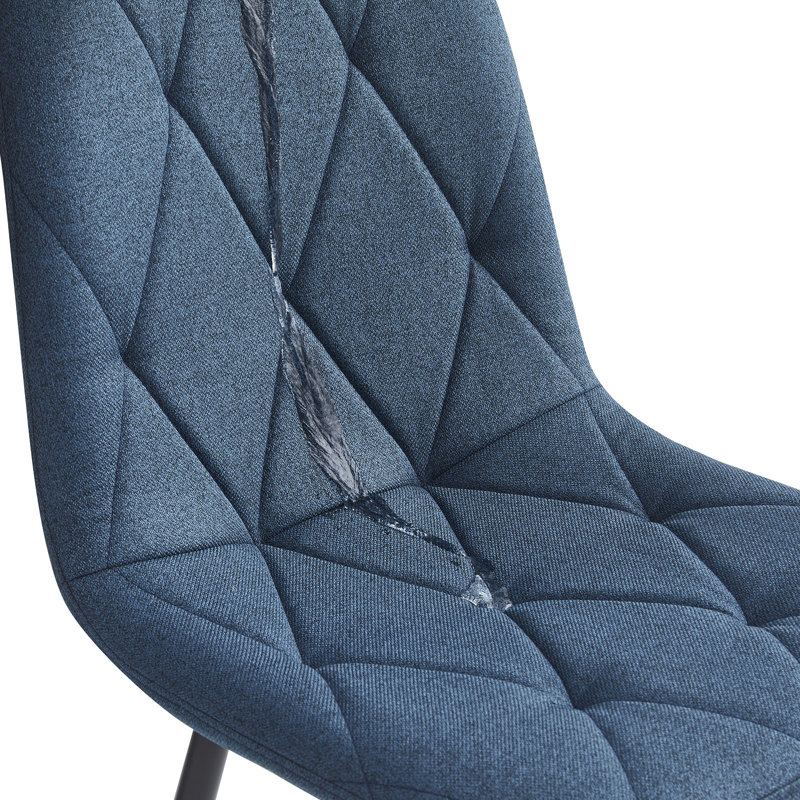 4 Pieces Upholstered Side Chair High Back Dining Chair With Metal Legs, 6, Blue