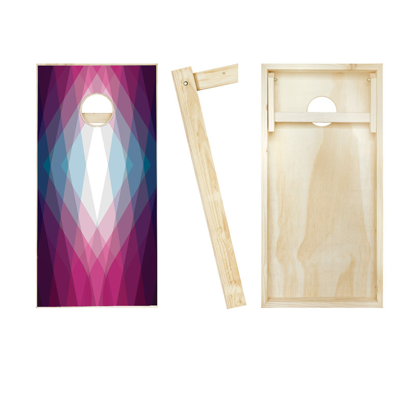 Ensemble de cornhole en bois massif cristal 2 pi x 4 pi avec sacs, Rouge / Bleu marine