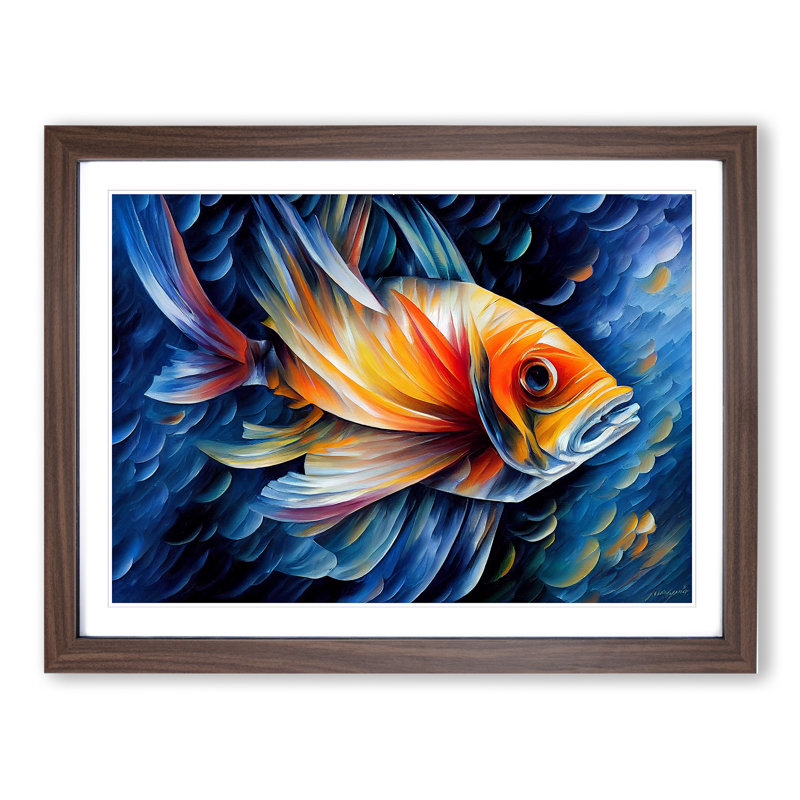 Awesome Fish - Framed Print, 34cm H x 46cm W x 2cm D, Walnut