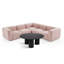 Confesor Modern Blush Pink L-Shaped Sectional Sofa With Round Black Coffee Table Set