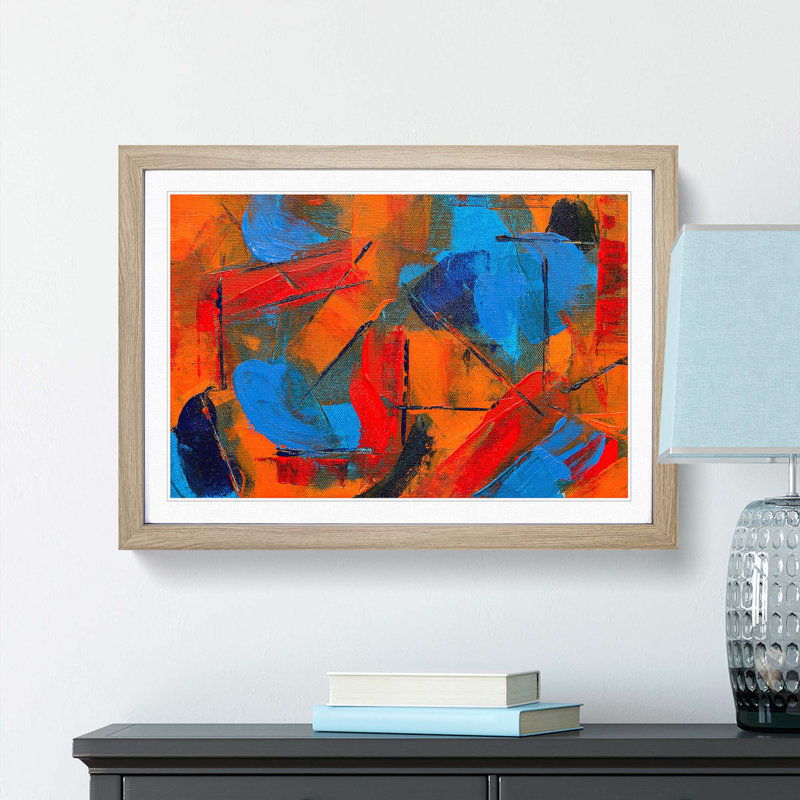Abstract Art Painting Vol.48 by S.Johnson - Picture Frame Painting Print, Oak Framed, 62cm H x 87cm W x 2cm D