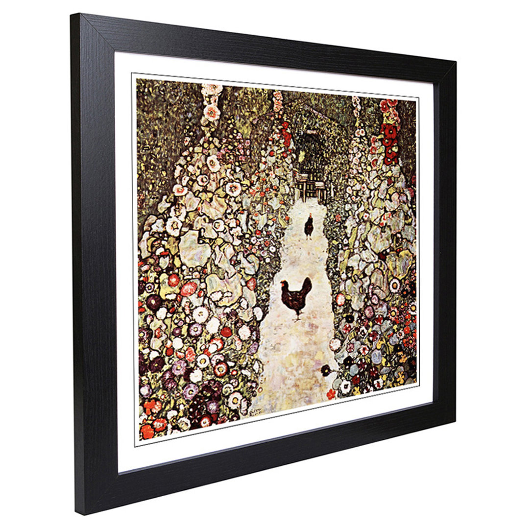 Garden with Chickens and Roosters by Gustav Klimt - Framed Print
