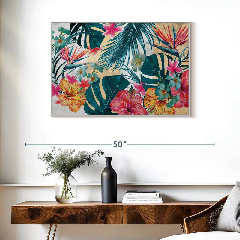Flore tropicale, Cadre flottant blanc, 37 po x 25 po