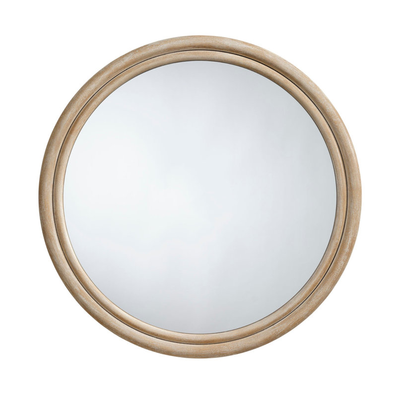 Miroir mural rond Riri, cadre en bois brun de 36 pouces, cadre non biseauté