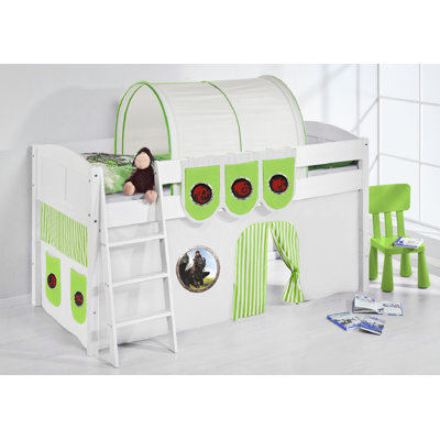 Dragons European Single (90 x 200cm) Mid Sleeper Bed with Curtain