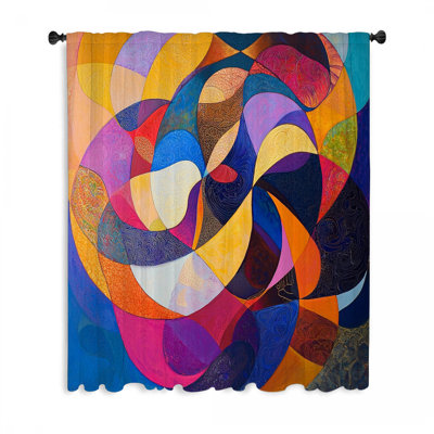 Abstract Swirls Window Curtains, Abstract Blockout & Sheer Curtains - 1 Panel