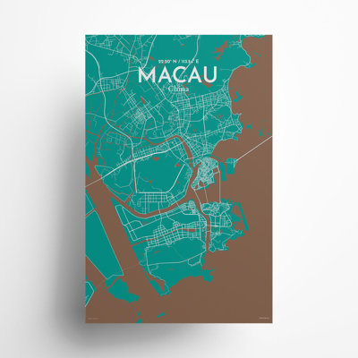Macau, carte de la ville, impression