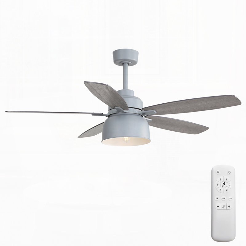 Ventilateur de plafond de 52 pouces avec lumière, télécommande, moteur à courant continu et 5 pales en contreplaqué