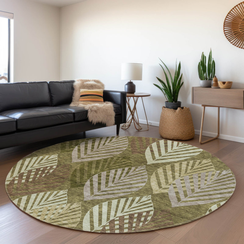 Tapis intérieur / extérieur en polyester tissé à la machine Neysa, Rond 8 pi