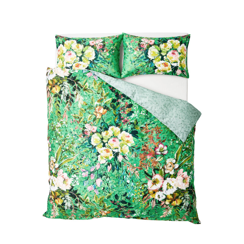 Designers Guild Margaretta Emerald Green 200 Thread Count Bedset, Super King Bed (260 x 220 cm)