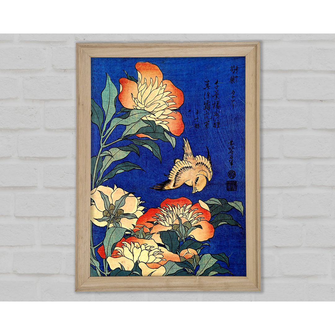 Hokusai Blumen - Einzelner Bilderrahmen Kunstdrucke