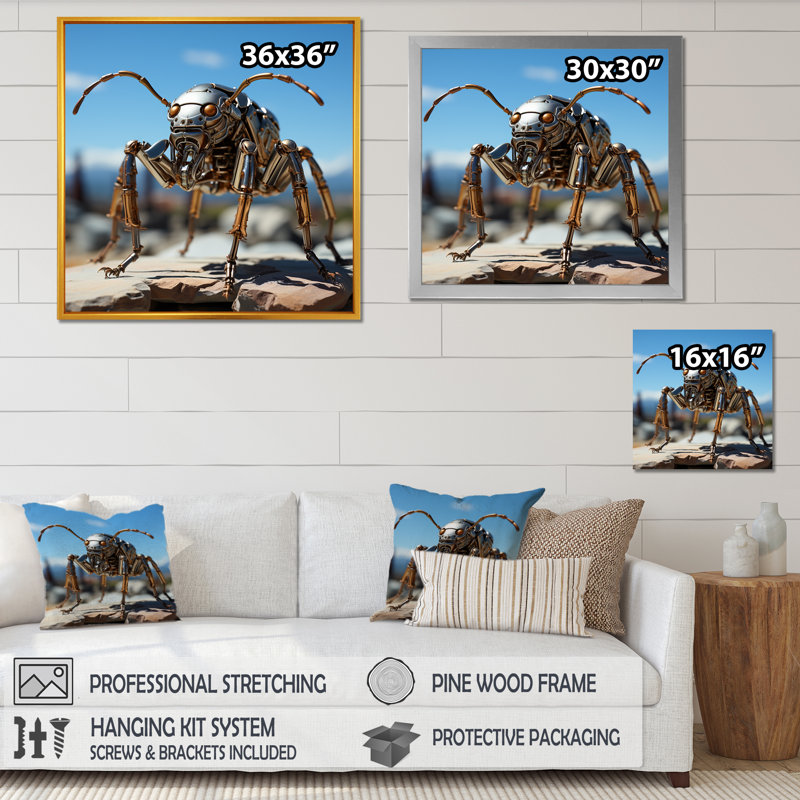 Fourmis industrielles II sur toile, H 36 po x l 36 po x P 1,5 po, Toile tendue