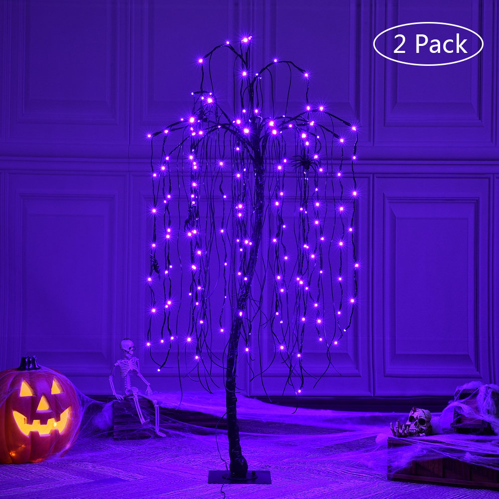 4' Halloween Lighted Tree, Purple