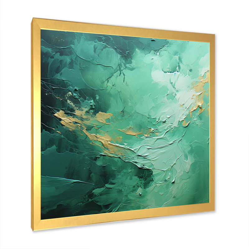 Jancarlos Emerald Euphoria I - impression, Cadre doré simple, H 16 po x l 16 po x P 1 po