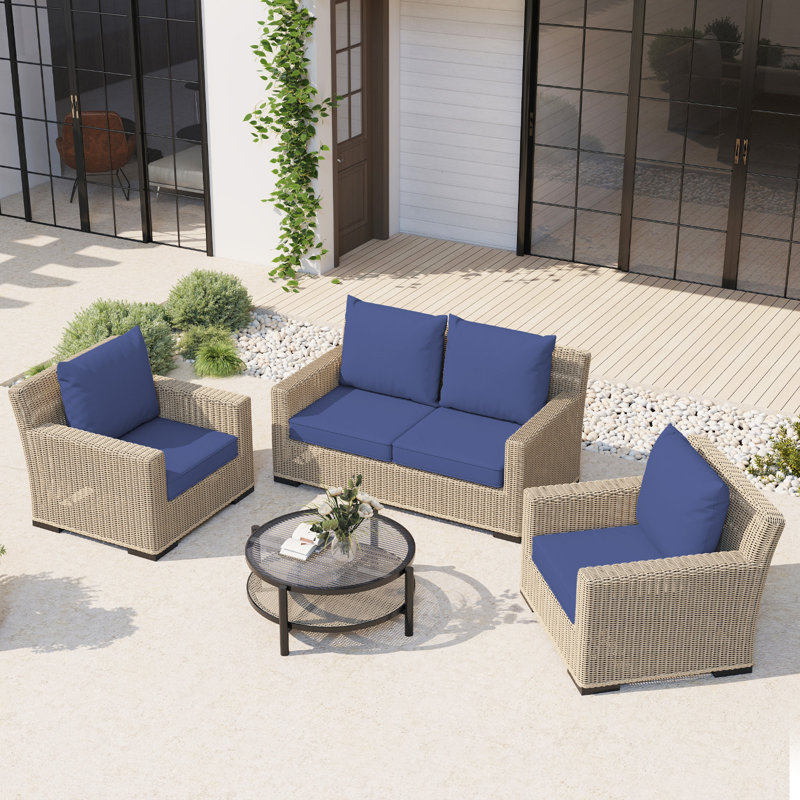 4-Piece Outdoor Chair Cushion Set, 24" X 24", Water-Resistant Patio Seat Cushions For Furniture Replacement, 24" W x 24" D