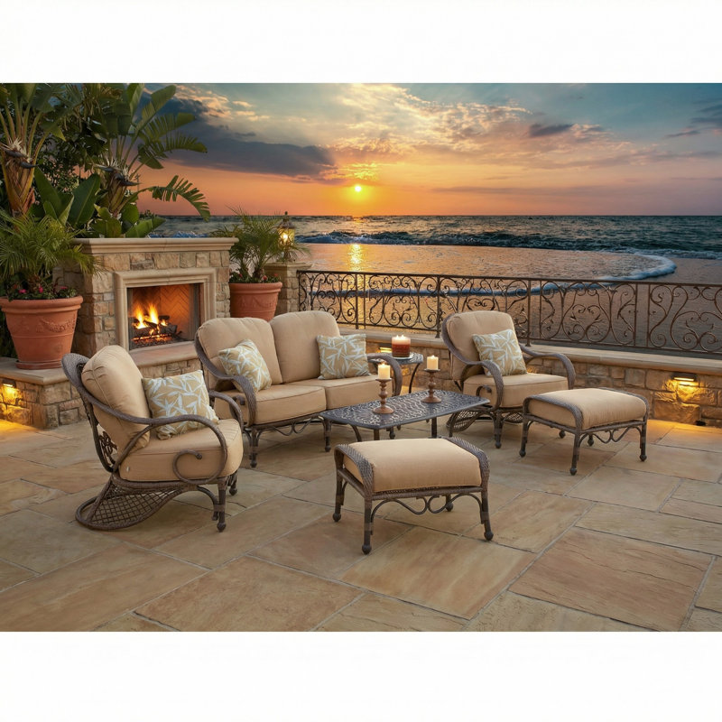 Jared Wicker 4 - Person Patio Conversation Set with Sunbrella® Cushions