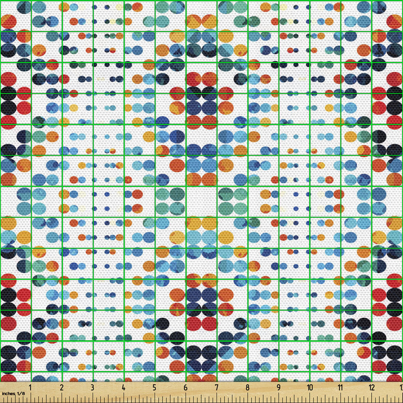 Chrishaun Modern Graphic with Repetitive Colourful Rounds Motif Print Multi-Purpose Fabric