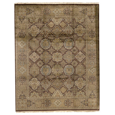 Tapis brun noué à la main de haute qualité