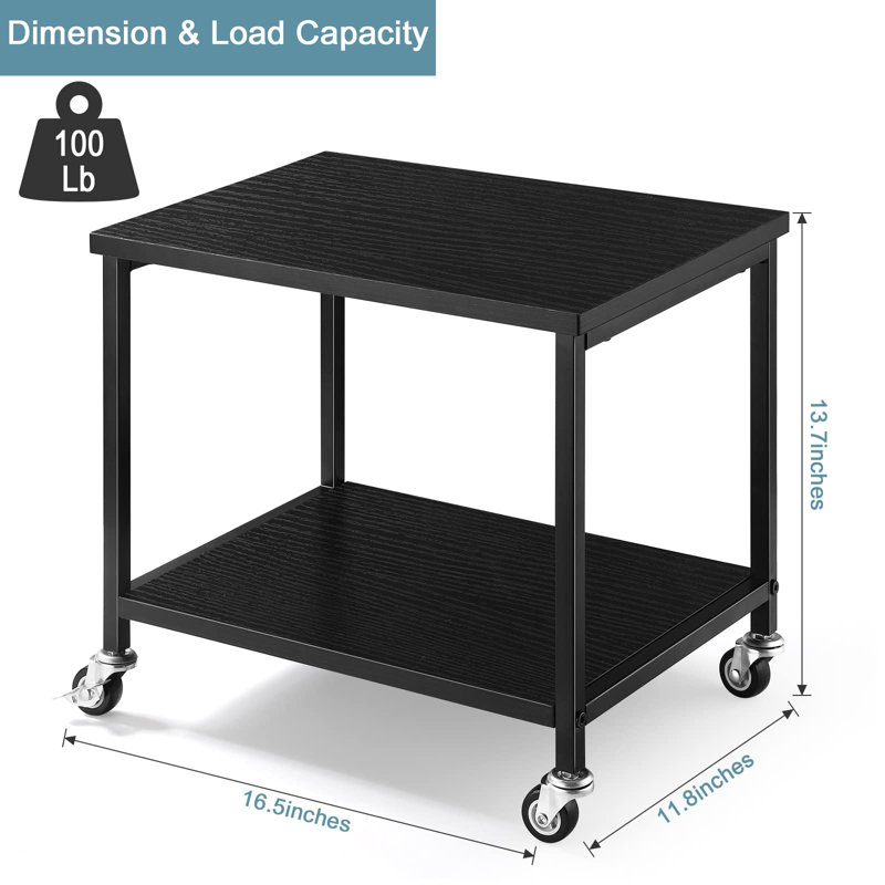 13.78'' H x 16.54'' W Printer Stand with Wheels, Black