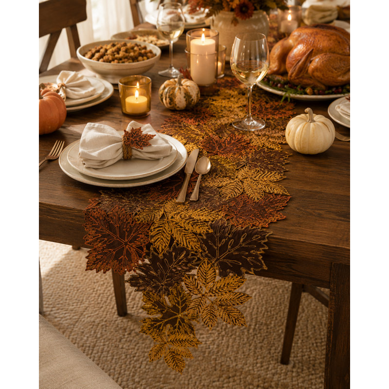 Chemin de table floral, L 108 po x l 15 po, Brun