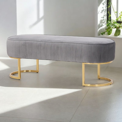 Banc rembourré en velours Lakrista