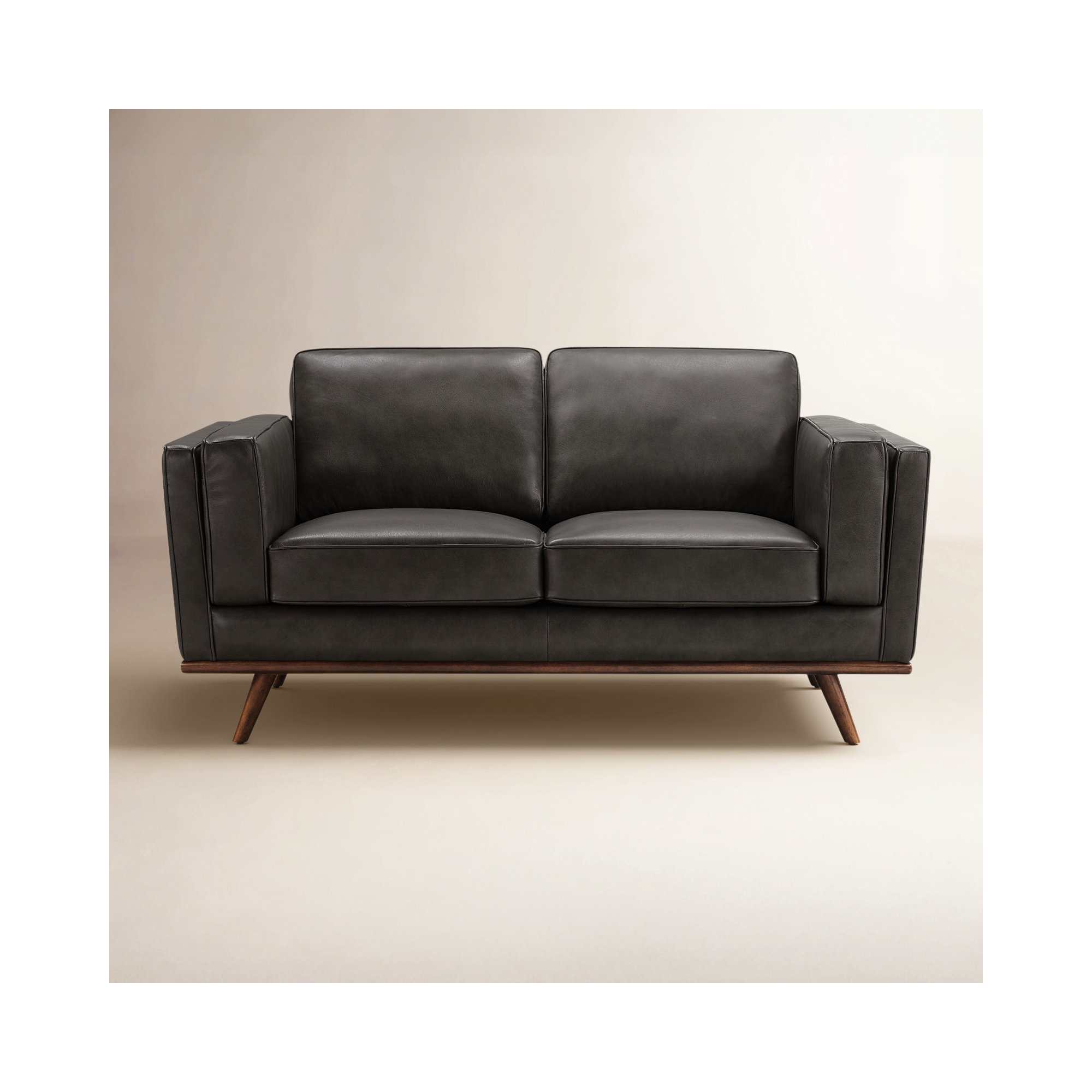 Barberena 67'' Upholstered Loveseat, Gray Genuine Leather