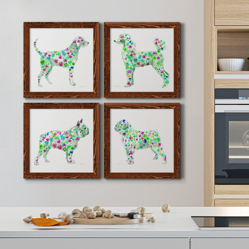 Tapisserie Labrador - ensemble de 4 peintures sur toile encadrées, H 31,5 po x l 126 po x P 1,5 po