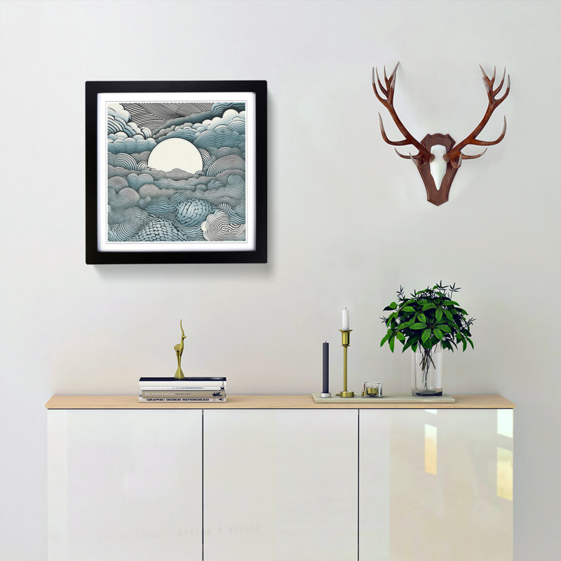 Cloudy Sky Op Art - Framed Print, Black