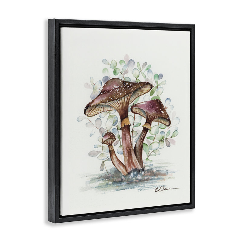 Cadre flottant champignons terreux terreux, conception par Cady, Cadre flottant noir de jais, H 21 po x l 17 po