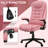 High Back Vibration Massage Office Chair with 6 Vibration Points, Heated Reclining PU Leather Computer Chair with Armrest and Remote, Pink