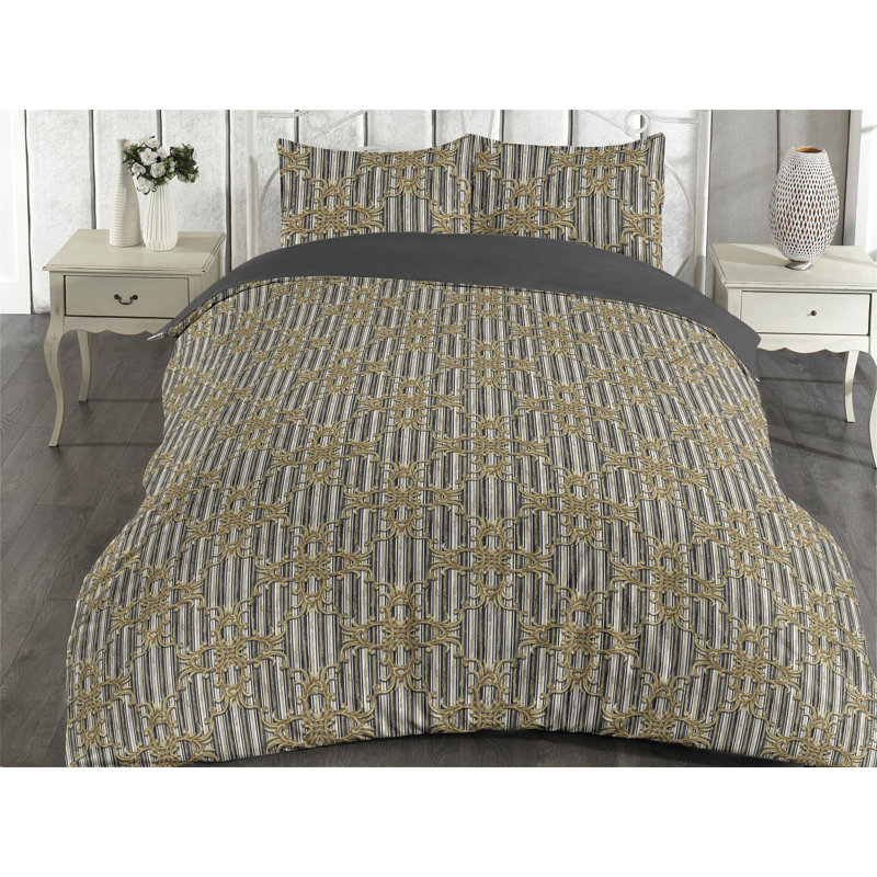 Damask Duvet Cover, Queen Duvet Cover + 2 Standard Shams