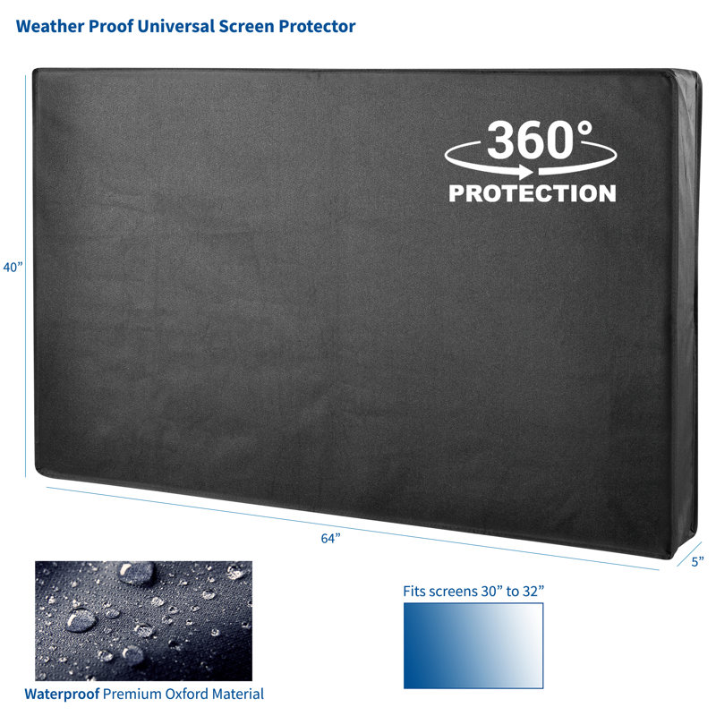 Black Weatherproof Oxford Flat Screen TV Cover for 65 to 70 Inch Screens
