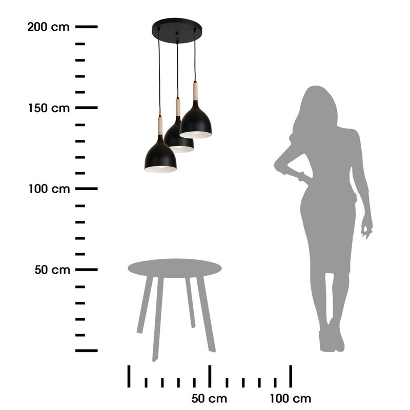 Neapolis 3 - Light Cluster Pendant, Black