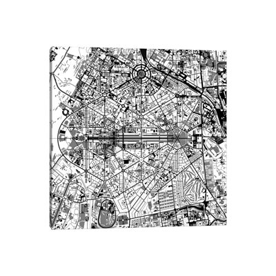 New Delhi Black And White by Planos Urbanos - Wrapped Canvas Print