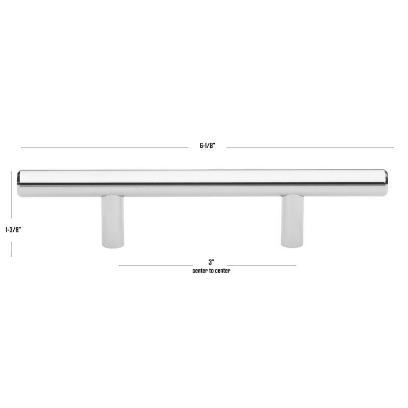 Roman Modern Bar Pull, 3", Polished Chrome