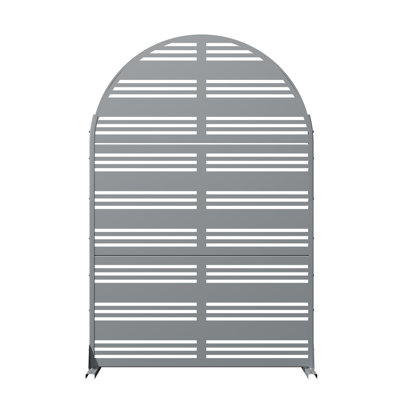 Paravent de terrasse 72 po x l 47 po x P 16 po à rayures horizontales grises et autoportantes en acier galvanisé pour terrasse