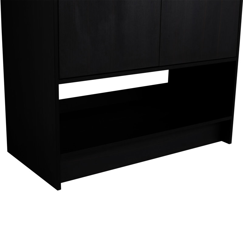 Meuble-lavabo 36 po avec lavabo en céramique, Chêne foncé, Argent argent