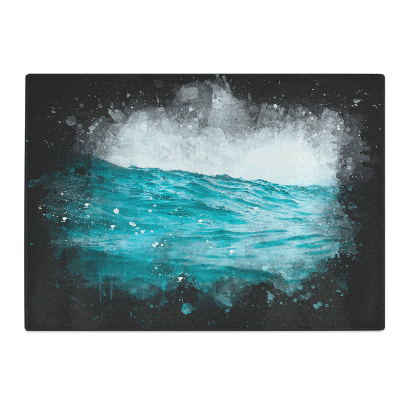 Tempered Glass Ocean Wave in Morocco Chopping Board, 20 cm x 28.5 cm