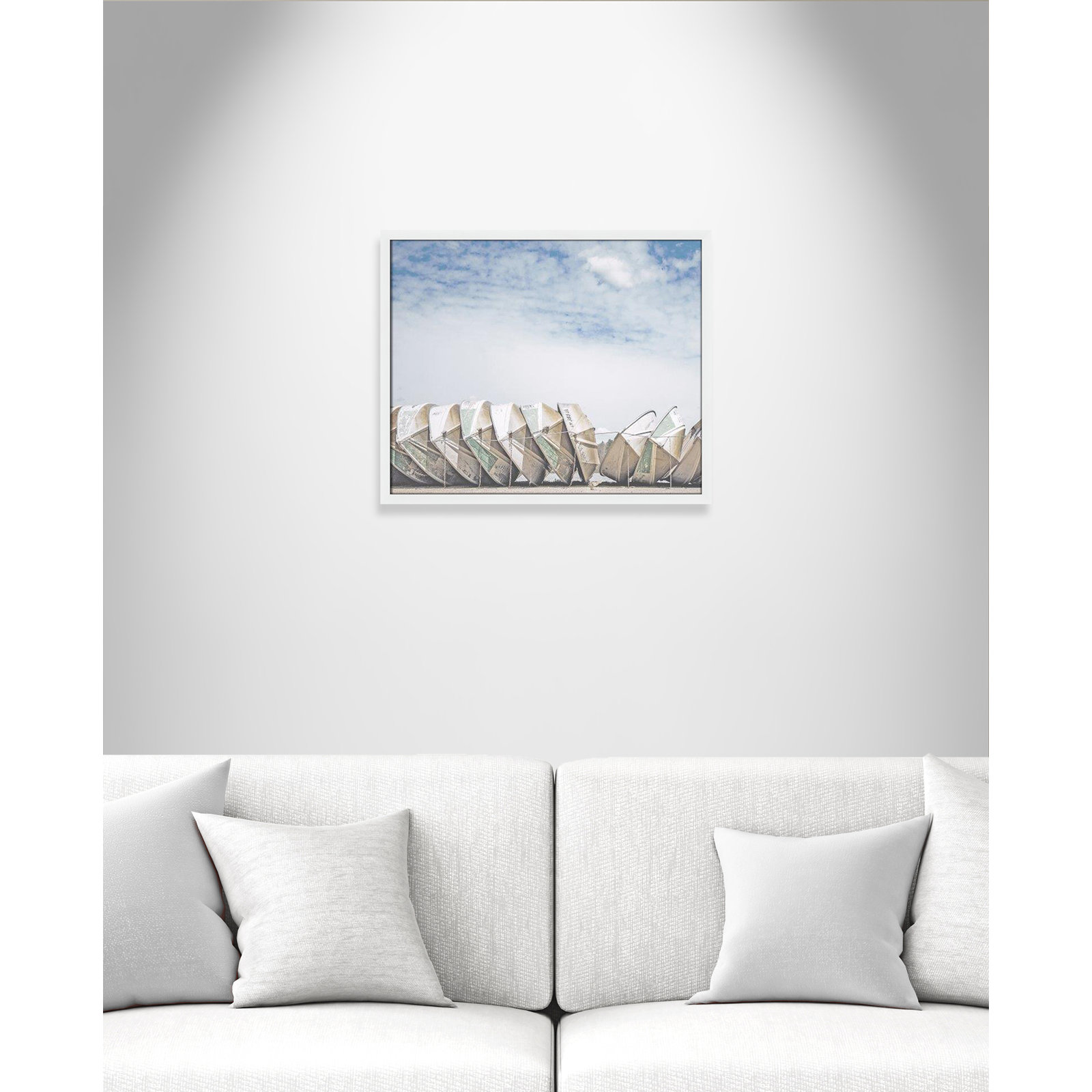 Hennecy "Wooden Boats" Print by Leah Straatsma, 21.5" H x 25.5" W x 1.25" D, Satin White