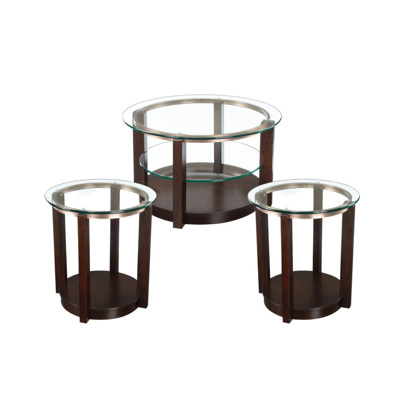 Iversen 3 - Piece Glass Top Living Room Table Set