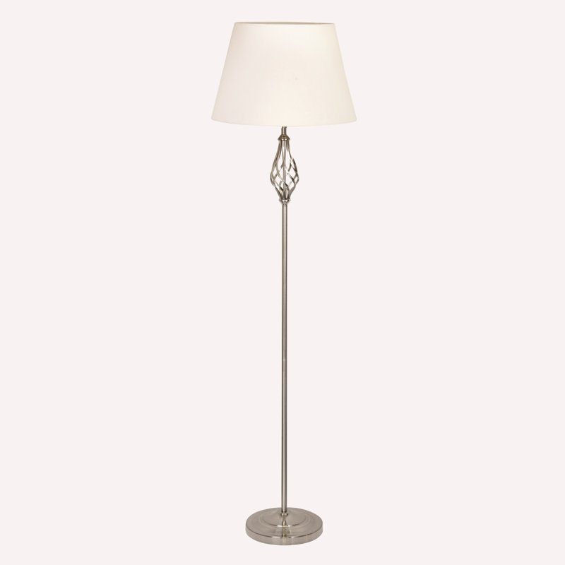 Backus 165cm Traditional Twist Floor Lamp, Silver, Warm Naturral