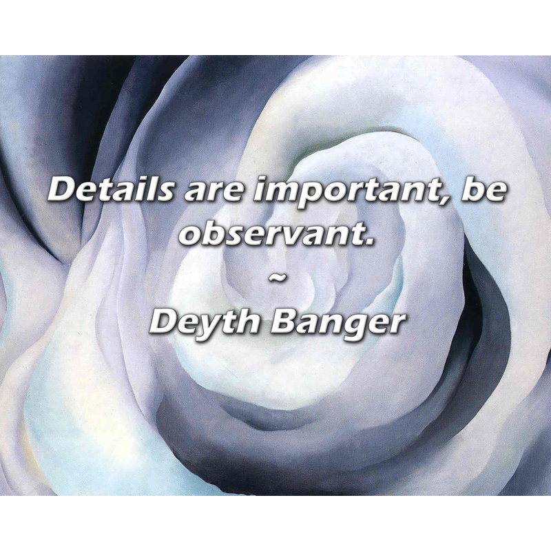 Citation Deyth Banger: Les détails sont importants, soyez observateurs., H 26 po x l 32 po