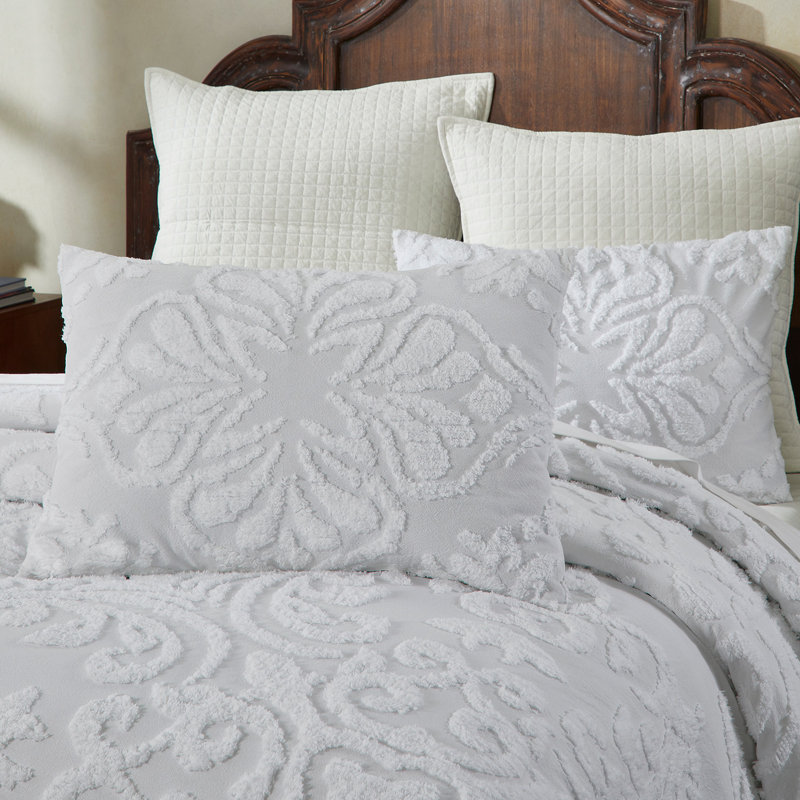 Cotton Floral Sham Set, Ivory