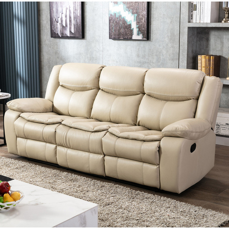 Fauteuil inclinable manuel en cuir respirant pour le salon, crème