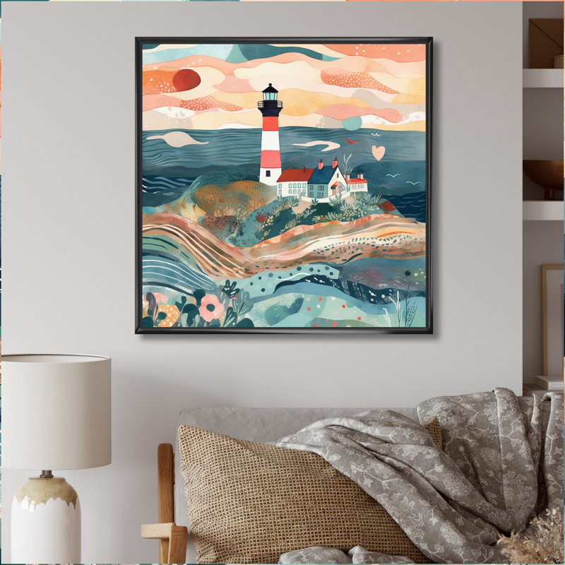 «Coastal Guiding Light II», reproduction sur toile, H 16 po x l 16 po x P 1 po, Cadre flottant noir