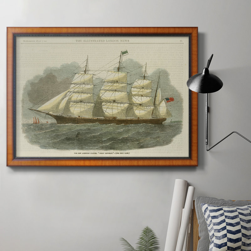 Antique Clipper Ship IV, toile encadrée de qualité supérieure - prête à être accrochée, H 20 po x l 16 po